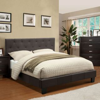Corbin Modern Style Charcoal Gray Finish Flax Fabric Bed Frame Set