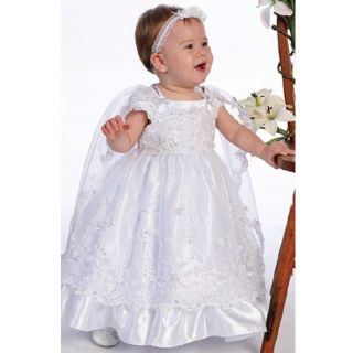 Angels Garment White Dress Size 12M Girl Organza Overlay Cape