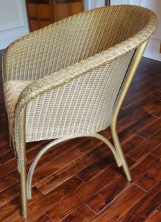 Vintage Antique Lloyd Loom Art Deco Gold Wicker Lusty Chair Gatsby Glam Superb