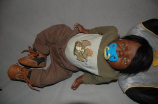Gorgeous Realistic Black AA Newborn Baby Boy 19" 6 5 lbs Anatomically Correct