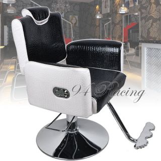 Barber Salon Hydraulic Reclining Chair Crocodile PU Tattoo Threading Chair