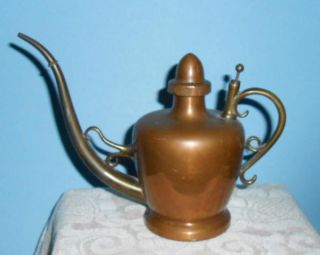 Pat'D 1906 Sternau Copper Brass Oil Lamp Filler Can Pitcher Decorative Useful