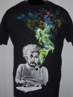 Albert Einstein Rainbow Cigar Smoke Casual Cotton T Shirt Black XL