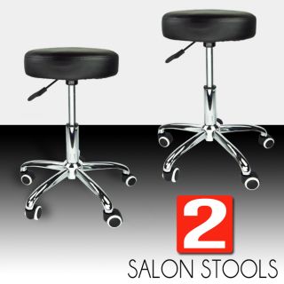 2 Black Salon Spa Tattoo Stool Equipment Medical Chairs Facial Rubber Wheel New