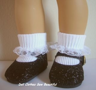 18 inch Doll Clothes Black Glitter Dress Shoes Sparkly