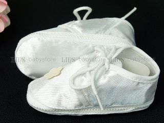 Newborn Infant Baby Girl White Ivory Flower Crib Shoes A677