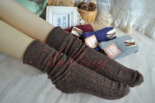 Girl Women Thick Knit Knee High Winter Socks Vivi Hose Color Dots Stockings Hot