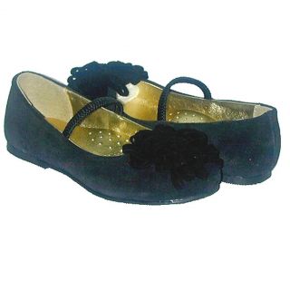 Toddler Little Girls footwear Black Velvet Dress Slippers Damaged Shoes