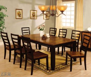 New 9pc San Isabel I Two Tone Rustic Brown Espresso Finish Wood Dining Table Set