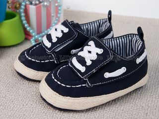 New Toddler Baby Boy Navy Blue Hard Sole Sneakers Shoes 6 9 12 18 Months A1000