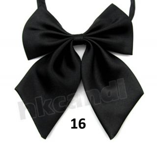Lady Gifts Pure Color Black Adjustable Girl Women Bow Tie Bowknot 16