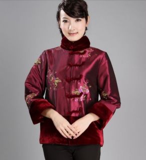 Burgundy Green Chinese Women's Winter Cotton Jacket Coat Sz M L XL 2XL 3XL 4XL