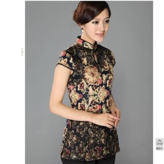 Fashion Chinese Women's Cotton Tops Dress T Shirt Cheongsam Sz M L XL XXL