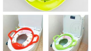 Baby Toilet Seat Soft Padded Chair Cover Handle Cute Safe Child Potty Training