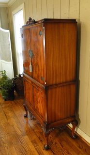 Antique English Victorian Mahogany Wardrobe Armoire Closet Mirror Drawers 1890'S