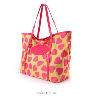 Lovely Heart Fabric Shoulder Bag Tote Bag Big Shopper Bag Brilliant Vivid Colors