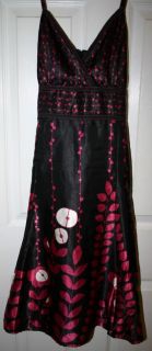 Charlotte Russe Floral Dress M Medium Empire Waist Spaghetti Strap Black Pink