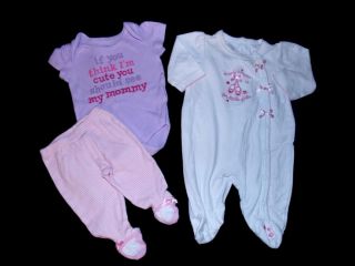 70 Spring Summer Baby Girl Clothes Lot Newborn Infant Outfit Sleeper 0 3 0 3 6