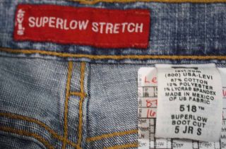 Levi's 518 Super Low Bootcut Sz 5 Juniors Womens Blue Jeans Denim Pants FX05