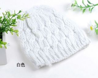 New Women Fashion Winter Warm Knitting Fashion Loose White Ski Cap