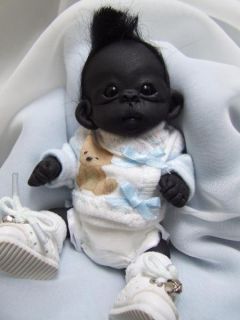 OOAK Baby Gorilla Monkey Sculpted Polymer Clay Art Doll Poseable Teddy Bear