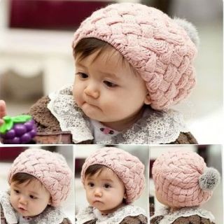 Korean Baby Children Girls Kids Warm Knitted Beret Hat Cap Beanie Headwear Soft