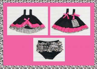 Baby Toddler Dress Set Animal Print Zebra Leopard Hot Pink Pants Headband M s XS