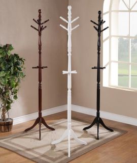 Traditional White Black Cherry Coat Rack Hanger Stand with Spinning Top
