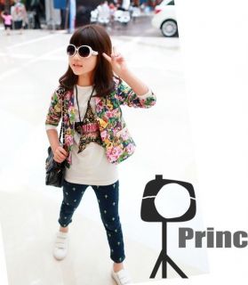 Trendy Toddlers Girls Floral Print Small Suit Korean Style Jacket Kids Coat 2 7Y