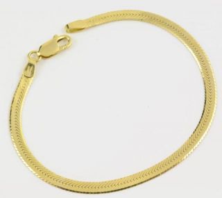 Italian 585 Fine 14k Yellow Gold Hammered Link Chain Bracelet