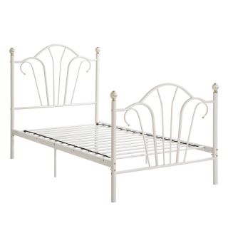 New Elegant Youth Kids Girls White Durable Metal Princess Twin Bed with 15 Slats