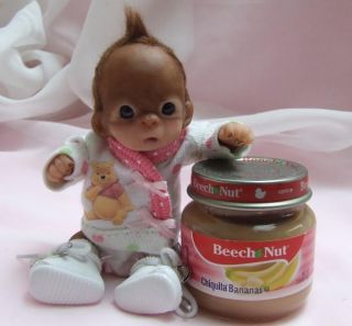 OOAK Baby Orangutan Monkey Sculpted Polymer Clay Art Doll Poseable Miniature