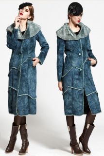Street Casual Long Suede Jacket Women's Faux Fur Wind Coats Button Outerwear New