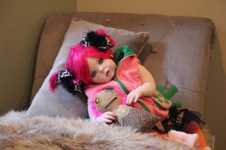Punk Toddler Goth Punk Fantasy Pink Hair Big Blue Eyes Tibby with Reva Limbs