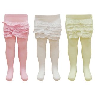 Baby Girls Frilly Cotton Embroidered Lace Tights 0 24 Months