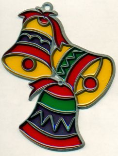 Stained Glass Sun Catchers Colorful Christmas Bells