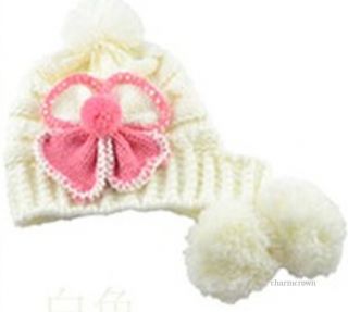 Women Fashion Warm Winter Large Flower Crochet Knit Beanie Ball Wool Ski Hat Cap