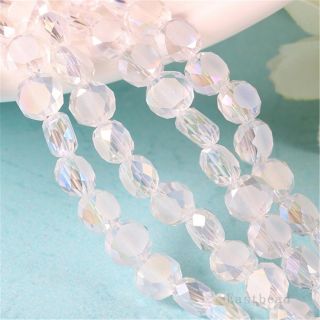 Charms Round Flat Glass Crystal Bracelet Necklace Finding Spacer Beads 6mm 8699