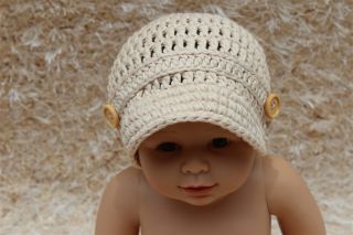 New Cute Beige Brown Newborn Baby Knit Newsboy Cap Hat Nappy Bow Tie Photo Prop
