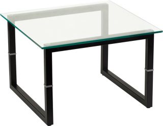 New Clear Glass Black Metal Box Frame Home Office Reception Room Corner Tables