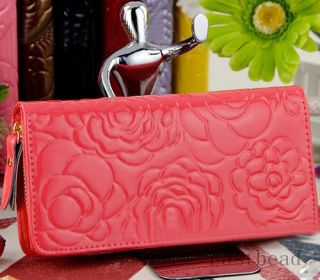Fashion Lady Women's Leather Flower Purse Long Zipper Clutch Card Wallet 7 Color