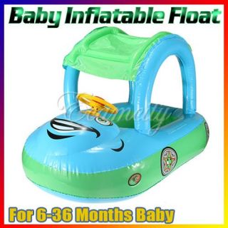 Cute Sunshade Baby Float Seat Boat Inflatable Swim Ring Pool Water Fun Car