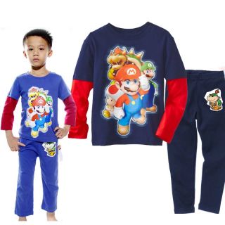 Baby Suits Toddlers Girls Clothes Kids Boys Sleepwear "Mario"Pajamas Set 5T 4 5Y