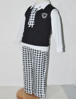 E0140 Boy Baby Gentleman Clothing Cap Vest Shirt Pants Tie 5pcs Outfit Set S0 3Y