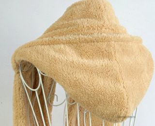 Women Fashion Korean Winter Warm Soft Plush Hooded Hat Cap Scarves Solid Color