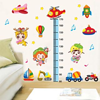 Car Helicopter Rocket Kids Growth Chart Ruler Removable Wall Sticker Decal