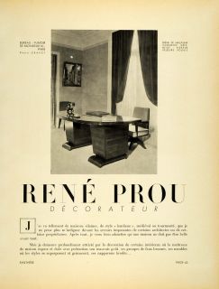 1936 French Article Rene Prou Art Deco Furniture Interior Design Decoration