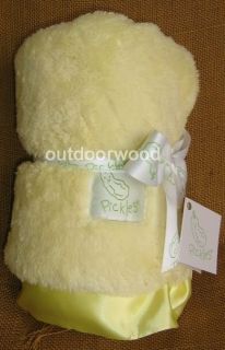 Scene Weaver Pickles Yellow Cloud Fleece Baby Blanket Satin Trim