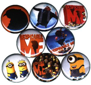 Despicable Me Set of 8 Buttons Pins Badges with GRU Minions 2 Party Supplies