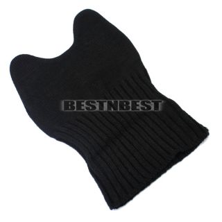 Korea Women Lovely Knit Crochet Cat Ear Ox Horn Beanie Winter Warm Hat Cap Black